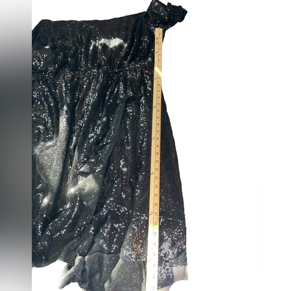 LANE BRYANT Sequined Black V-Neck Dress Ruffle Trim 3/4 Sleeve - Size 22/24 - Picture 14 of 15
